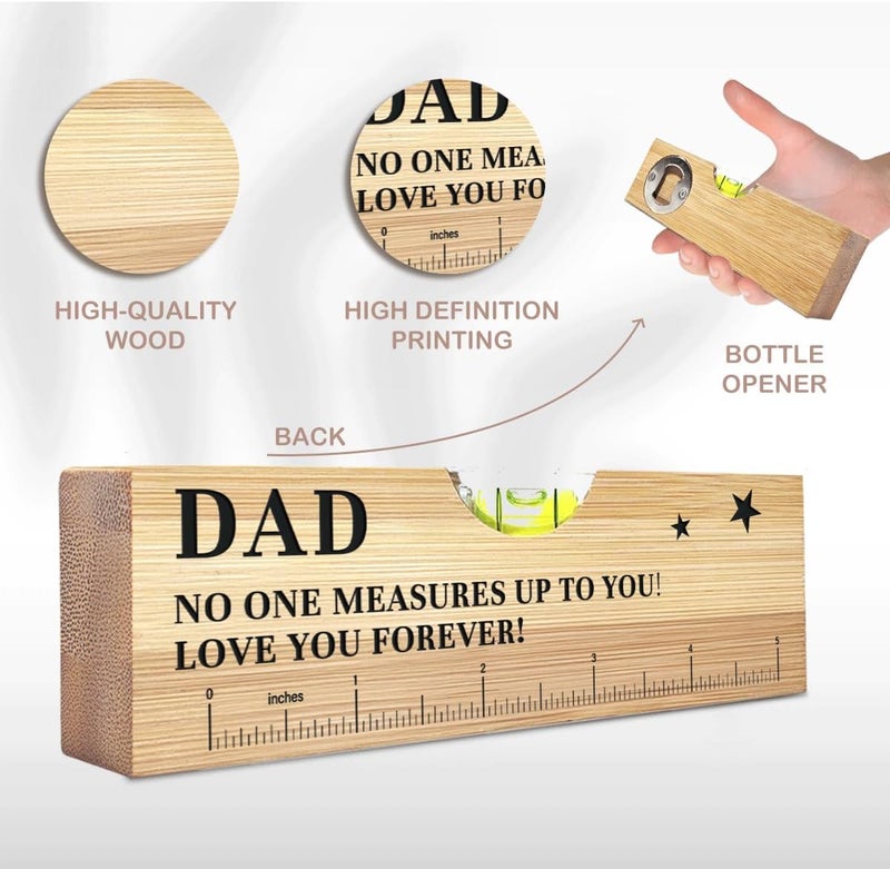 AACQQ Fathers Day Birthday Gifts for Dad from Daughter Son Wife Wooden Spirit Level Valentines Christmas Thank You Gifts Ideas for Daddy New Dad Grandpa Papa - Image 3